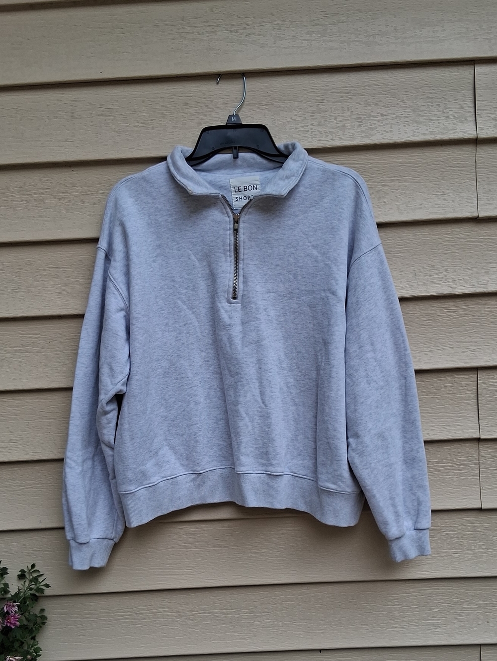 Le Bon Shoppe Light Gray Half-Zip Turtleneck Pullover Sweater (XS/S)